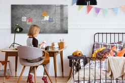 Tableau Aimanté Wallfluent 120x60 cm Mur industriel Marqueur blanc En Verre Pour Cuisine