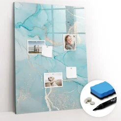 Tableau Aimanté Wallfluent 70x100 cm Marbre décoratif Marqueur noir D'organisation Mural