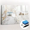 Tableau Aimanté Wallfluent 60x40 cm Marbre décoratif Marqueur noir En Verre Pour Cuisine