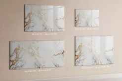 Tableau Aimanté Wallfluent 60x40 cm Marbre décoratif Marqueur noir En Verre Pour Cuisine