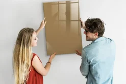 Tableau Aimanté Wallfluent 60x90 cm Couleur beige foncé Marqueur noir En Verre Pour Cuisine