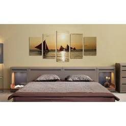 Tableau Bateaux à voiles au coucher du soleil 200x100 cm