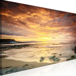 Tableau Beach in Crete (1 Part) Narrow Orange 150x50 cm