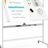 Tableau Blanc avec Hauteur Reglable Double Face Tableau Blanc Magnetique Rotatif Tableau Effacable de 120 x 90 CM