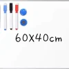 Tableau Blanc Magnetique avec 3 Stylos Effacables Couleur Noir-Rouge-Bleu 2 Autocollants Magnetiques et 2 Crochets Amovibles