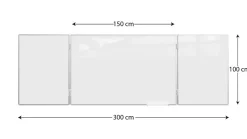 Tableau Blanc Scolaire Type Triptyque avec Cadre en Aluminium 150x100cm//300cm