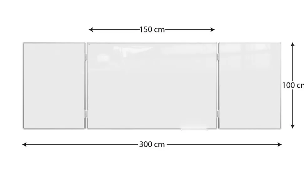 Tableau Blanc Scolaire Type Triptyque avec Cadre en Aluminium 150x100cm//300cm