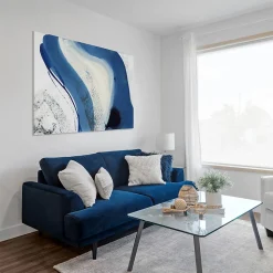 Tableau blue waves en toile imprimée, 150x90 cm