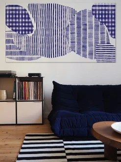 Tableau canopée bleu en toile imprimée, 90x60 cm