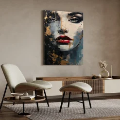 Tableau Canvas VISAGE De Femme Peinture 70cm x 100cm - Parfait pour décorer votre salon, chambre ou bureau avec un design unique