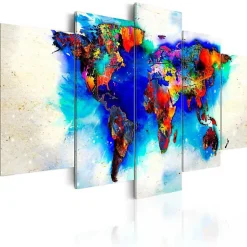 Tableau Cartes du monde All colors of the world 100x50 cm
