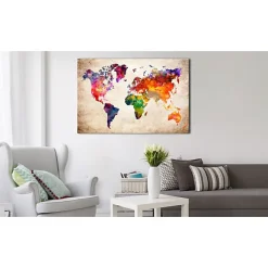 Tableau Cartes du monde Colourful Universe 90x60 cm