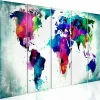 Tableau Cartes du monde Colourful Chaos 225x90 cm