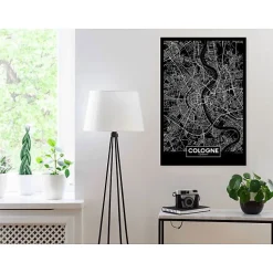 Tableau Cartes du monde Dark Map of Cologne (1 Part) Vertical 40x60 cm