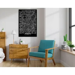 Tableau Cartes du monde Dark Map of Munich (1 Part) Vertical 80x120 cm