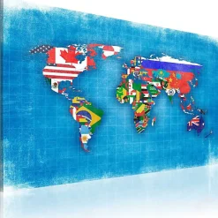 Tableau Cartes du monde Drapeaux du monde 90x60 cm