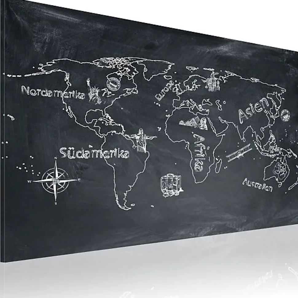 Tableau Cartes du monde Leçon de géographie (en langue allemande) 120x80 cm