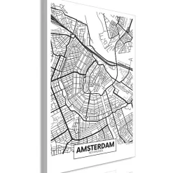 Tableau Cartes du monde Map of Amsterdam (1 Part) Vertical 40x60 cm
