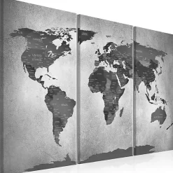 Tableau Cartes du monde Map on Concrete (3 Parts) 120x80 cm