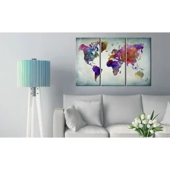 Tableau Cartes du monde Monde coloré 120x80 cm