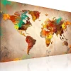 Tableau Cartes du monde Painted World 120x80 cm