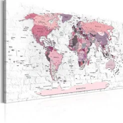 Tableau Cartes du monde Pink Frontiers 90x60 cm
