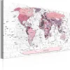 Tableau Cartes du monde Pink Frontiers 120x80 cm