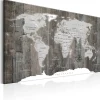 Tableau Cartes du monde World Map: Wooden World 60x40 cm