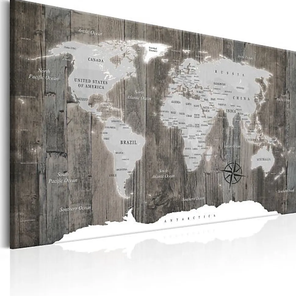 Tableau Cartes du monde World Map: Wooden World 60x40 cm