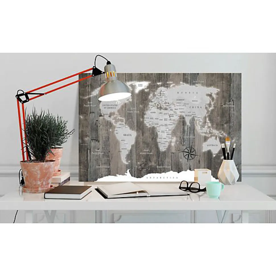 Tableau Cartes du monde World Map: Wooden World 60x40 cm