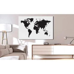 Tableau Cartes du monde World Map: Black & White Elegance 120x80 cm