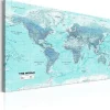 Tableau Cartes du monde World Map: Sky Blue World 90x60 cm