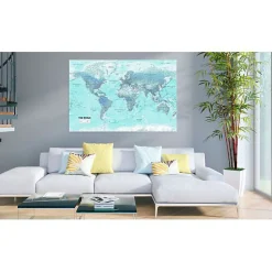Tableau Cartes du monde World Map: Sky Blue World 90x60 cm