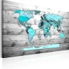 Tableau Cartes du monde World Map: Blue World 120x80 cm
