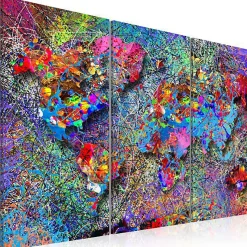 Tableau Cartes du monde World Map: Colourful Whirl 90x60 cm