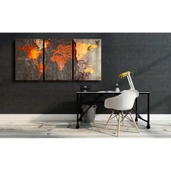 Tableau Cartes du monde World Map: Rusty World 120x60 cm