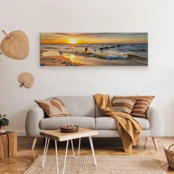 Tableau Coucher De Soleil Paysage 3D 145cm x 45cm - Parfait pour décorer votre salon, chambre ou bureau avec un design unique et