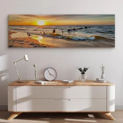 Tableau Coucher De Soleil Paysage 3D 145cm x 45cm - Parfait pour décorer votre salon, chambre ou bureau avec un design unique et