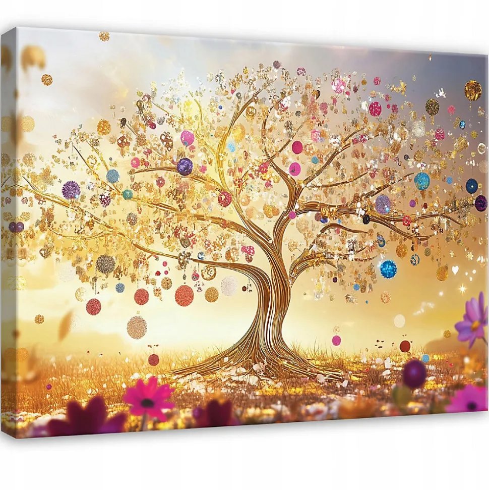 Tableau Déco Abstrait Arbre Moderne 100x70 cm XXL Tableau Décoration Murale Impression sur Toile pour salon chambre cuisine