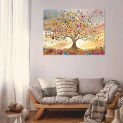 Tableau Déco Abstrait Arbre Moderne 100x70 cm XXL Tableau Décoration Murale Impression sur Toile pour salon chambre cuisine