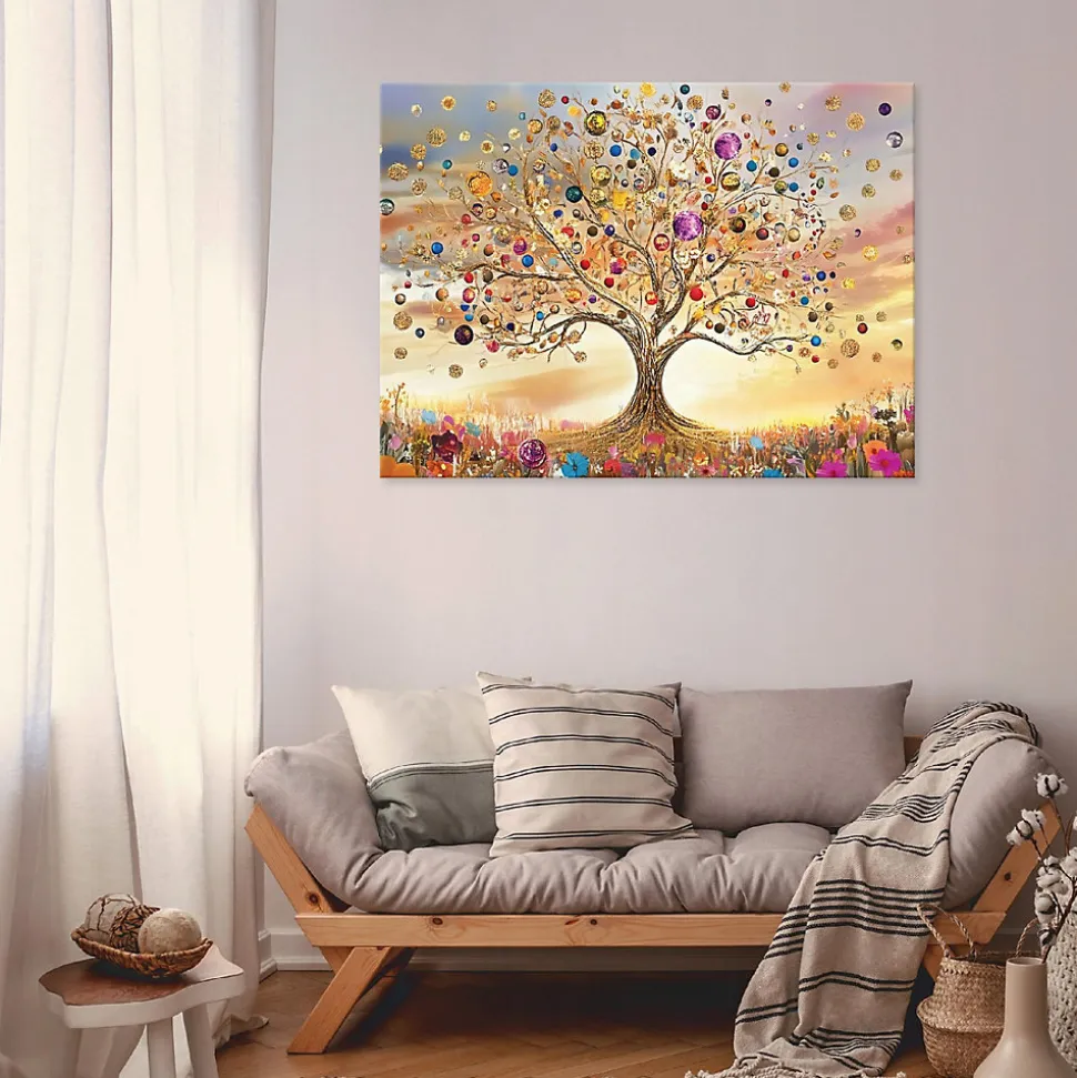 Tableau Déco Abstrait Arbre Moderne 100x70 cm XXL Tableau Décoration Murale Impression sur Toile pour salon chambre cuisine