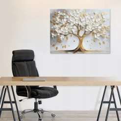 Tableau déco abstrait arbre fleurs moderne 100x75 cm xxl Impression sur toile deco murale intissée pour salon chambre cuisine