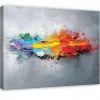 Tableau Déco Abstrait Gris Moderne 60x40 cm XXL Tableau Décoration Murale Impression sur Toile pour salon chambre cuisine