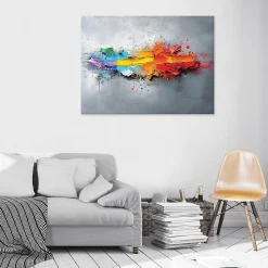 Tableau Déco Abstrait Gris Moderne 60x40 cm XXL Tableau Décoration Murale Impression sur Toile pour salon chambre cuisine