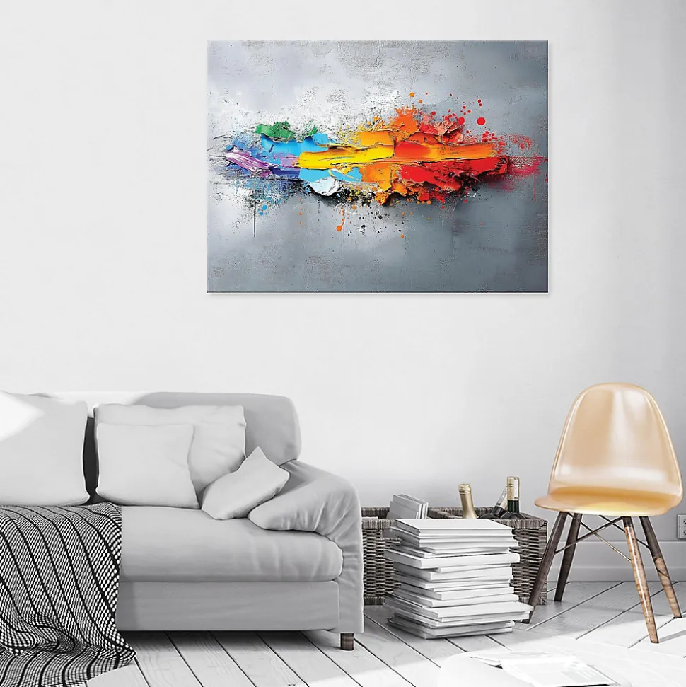 Tableau Déco Abstrait Gris Moderne 120x80 cm XXL Tableau Décoration Murale Impression sur Toile pour salon chambre cuisine