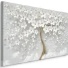Tableau Déco Arbre Fleurs Abstraction 3D 90cm x 60cm - Parfait pour décorer votre salon, chambre ou bureau avec un design unique