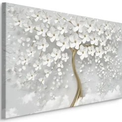 Tableau Déco Arbre Fleurs Abstraction 3D 90cm x 60cm - Parfait pour décorer votre salon, chambre ou bureau avec un design unique
