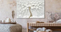Tableau Déco Arbre Fleurs Abstraction 3D 120cm x 80cm - Parfait pour décorer votre salon, chambre ou bureau avec un design unique