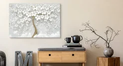 Tableau Déco Arbre Fleurs Abstraction 3D 120cm x 80cm - Parfait pour décorer votre salon, chambre ou bureau avec un design unique