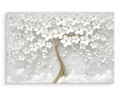 Tableau Déco Arbre Fleurs Abstraction 3D 120cm x 80cm - Parfait pour décorer votre salon, chambre ou bureau avec un design unique